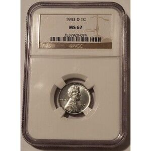 1943 D Lincoln Wheat Steel Cent MS67 NGC